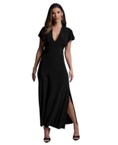Женское платье Maxi с коротким рукавом и V-образным вырезом Bebe