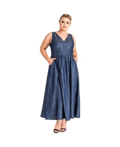 Standards & Practices Plus Size Макси-платье из тенселя с V-образным вырезом и А-силуэтом