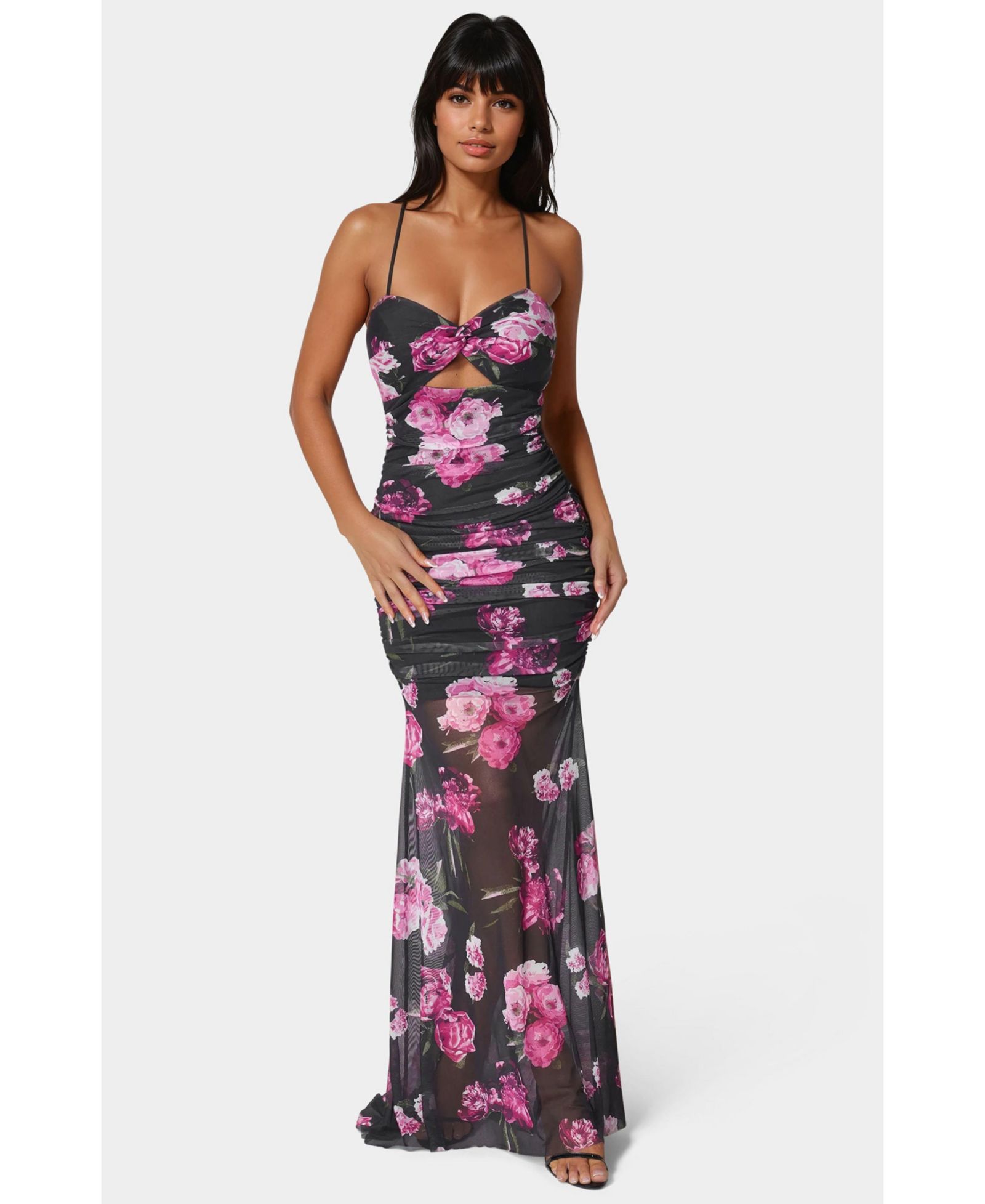 Женское вечернее платье Bebe Twist Front Mermaid Mesh