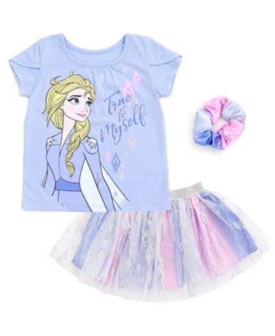 Frozen Little Girls Moana T-Shirt and Tutu Skirt Set with Scrunchie