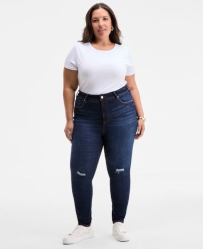 On 34th Trendy Plus Size High-Rise Skinny Distressed Jeans, Exclusively at Macy's