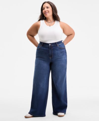 On 34th Trendy Plus Size High-Rise Wide-Leg Jeans, Exclusively at Macy's