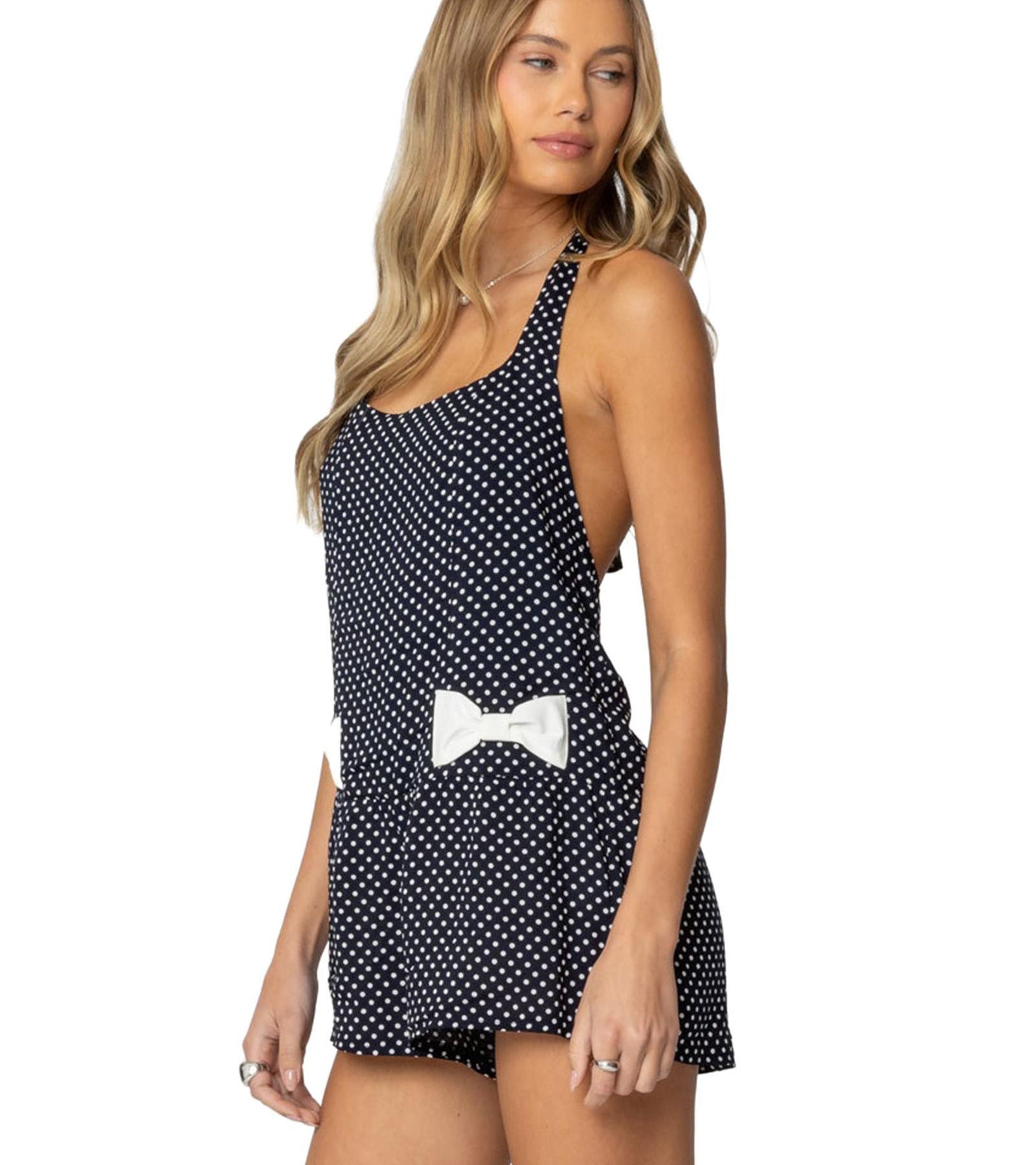 Edikted Women's Lena Polka Dot Halter Neck Romper