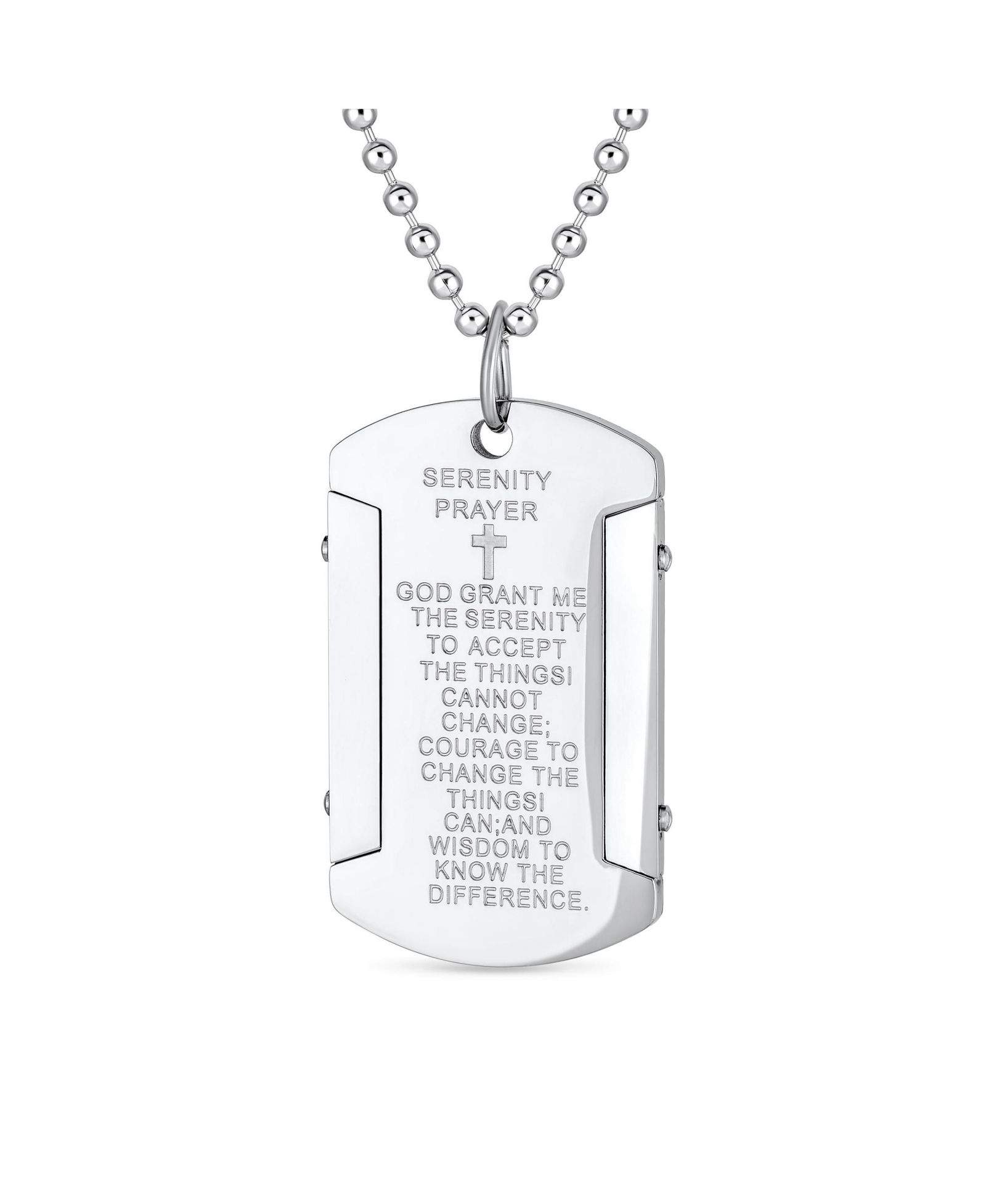 Подвеска Bling Jewelry Dog Tag с молитвой Serenity, нержавеющая сталь 24"