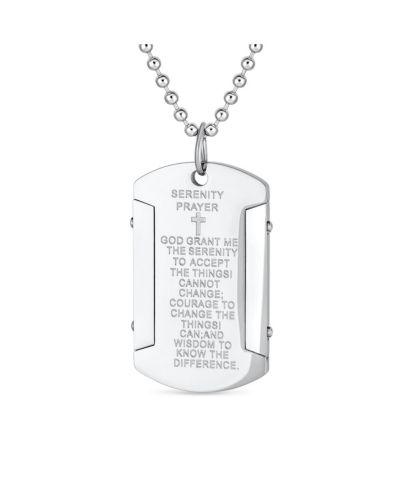 Подвеска Bling Jewelry Dog Tag с молитвой Serenity, нержавеющая сталь 24"
