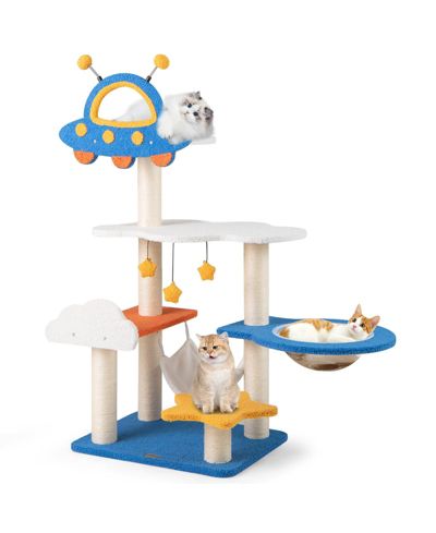 Cat Tree with UFO Top Perch, Space Capsule & Scratching Posts Fun & Cozy Playhouse for Cats