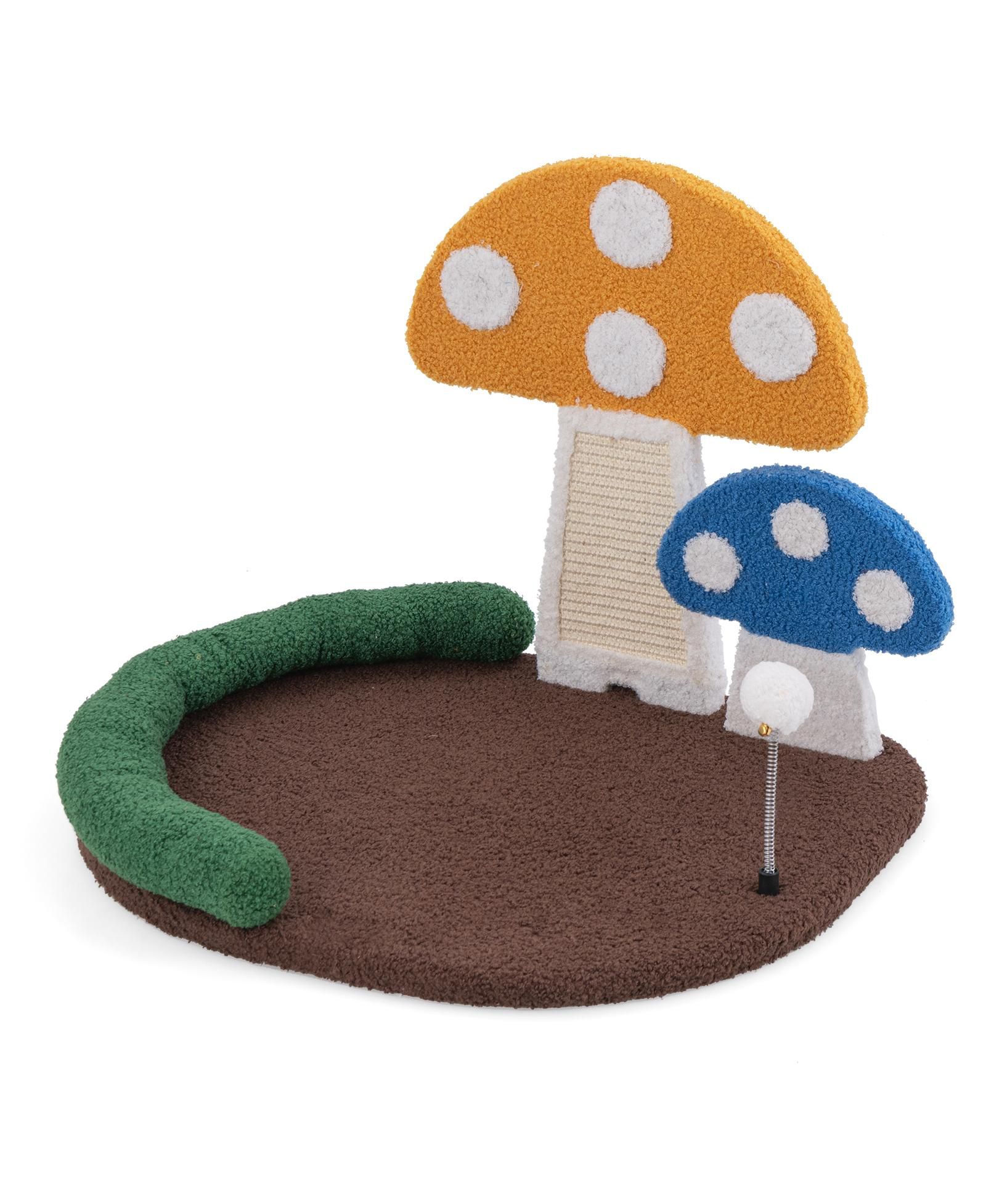 Mushroom Cat Scratcher Bed with Wide Top, Sisal Scratch Panel for Cats