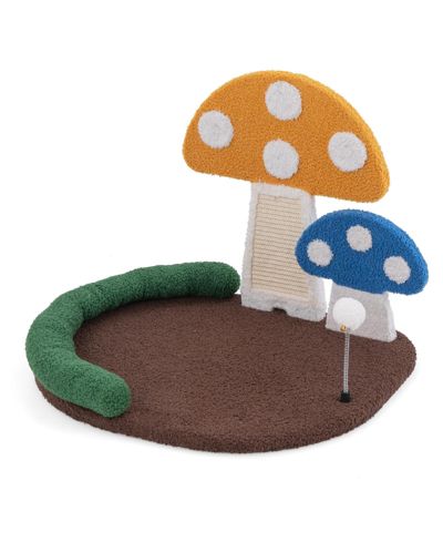Mushroom Cat Scratcher Bed with Wide Top, Sisal Scratch Panel for Cats