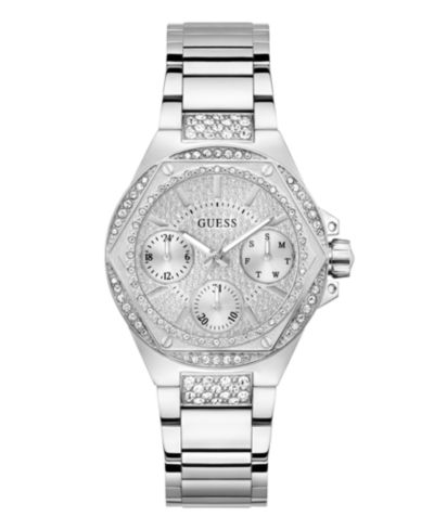 GUESS Women's Multifunction Silver-Tone Stainless Steel Watch, 38mm