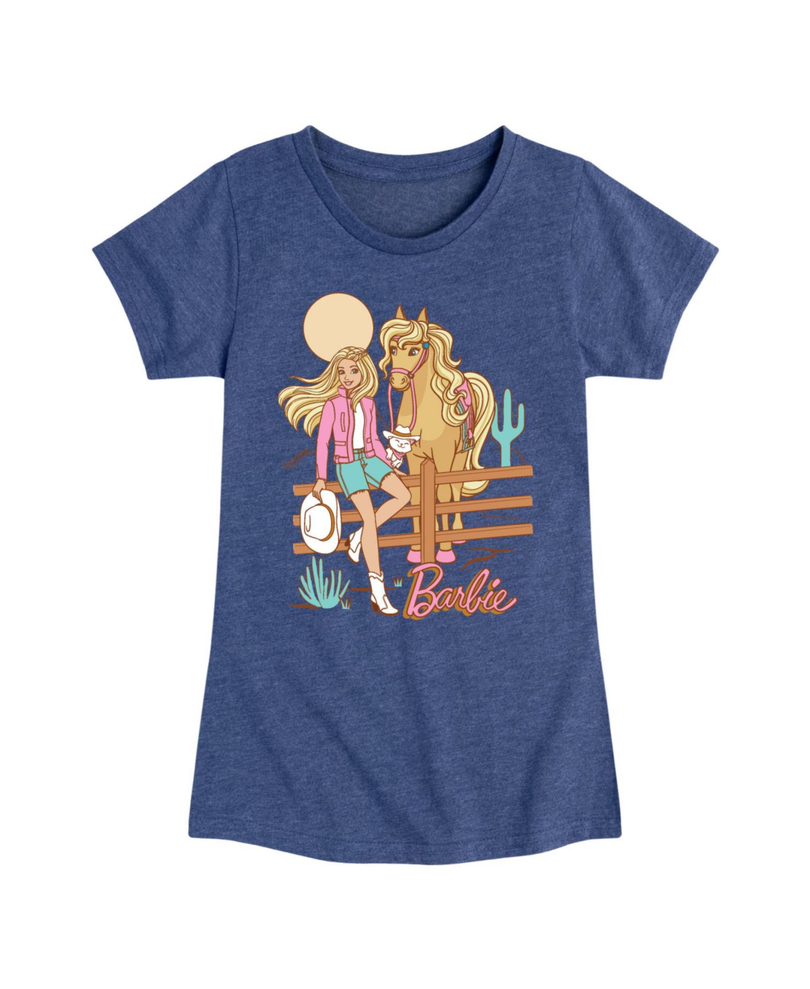 Barbie T-shirt с принтом лошади и ранчо для девочек