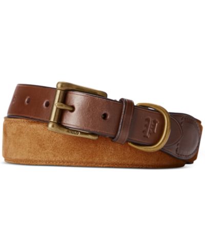 Polo Ralph Lauren Мужской кожаный ремень из замши с отделкой
