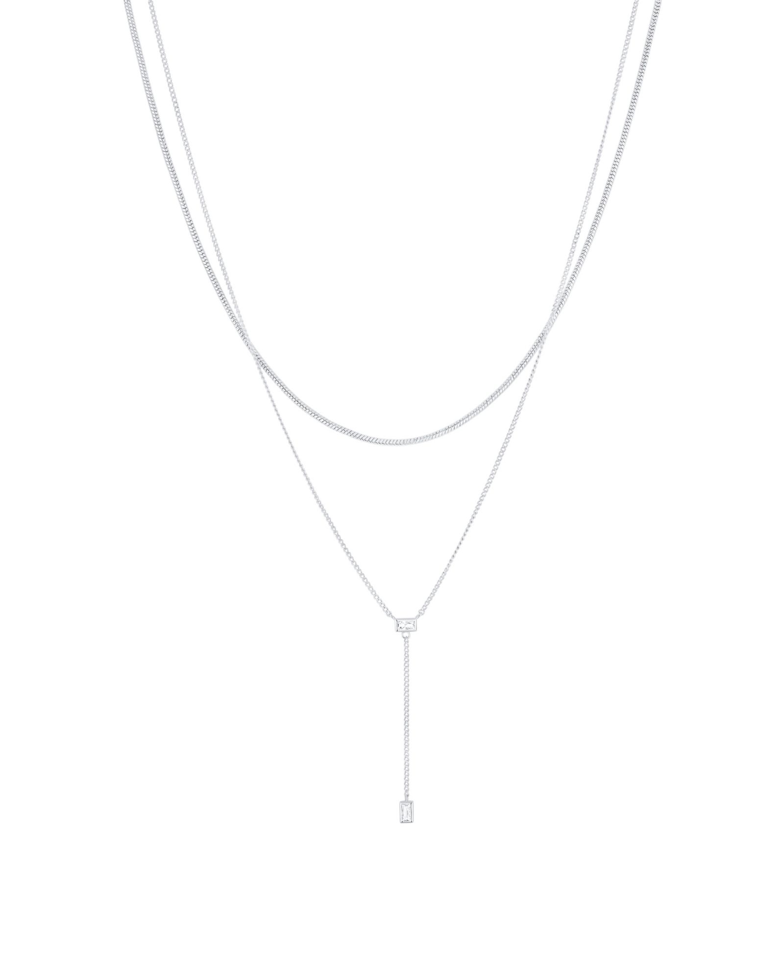 And Now This Cubic Zirconia Double Layer Y Necklace