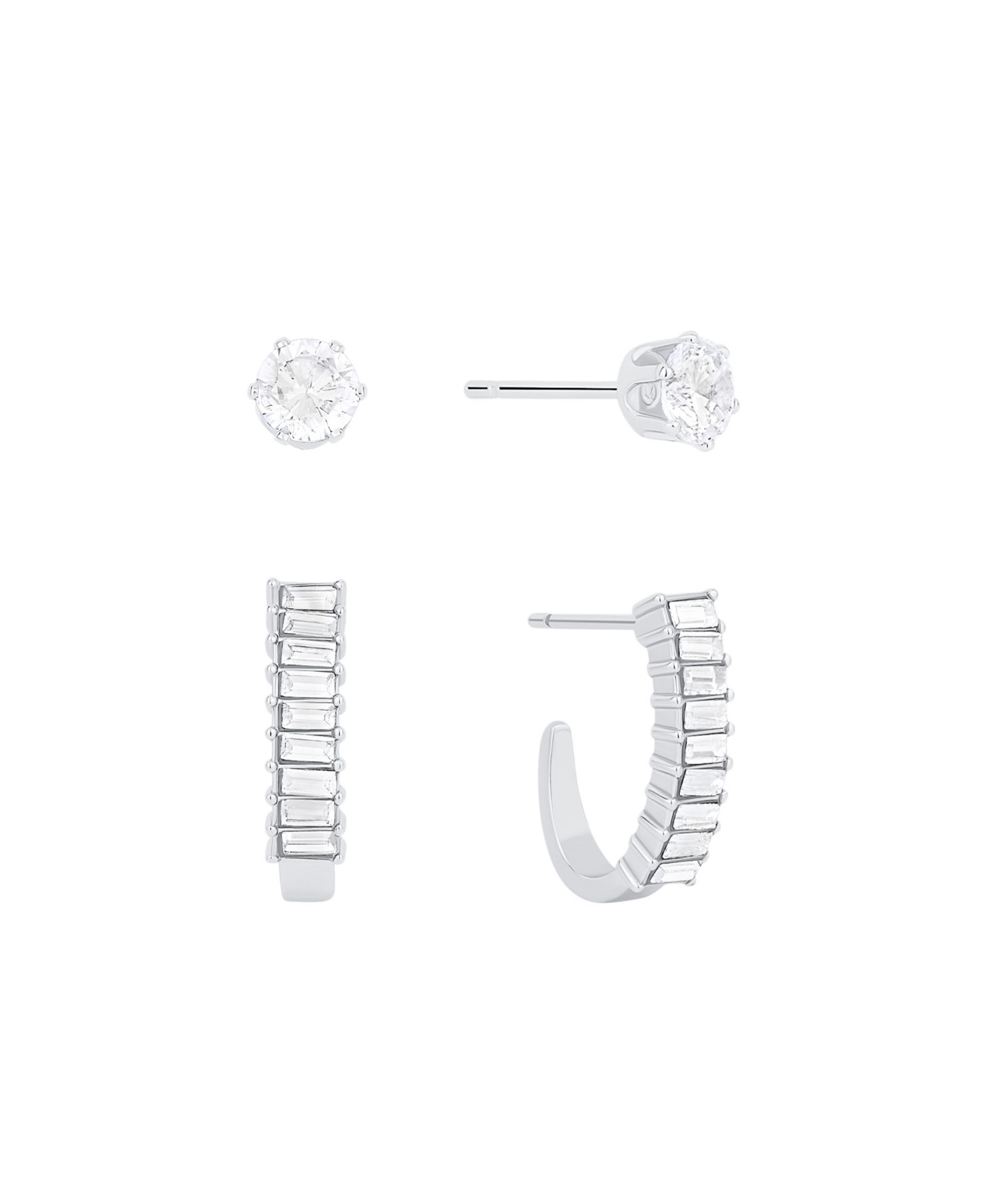 Набор серег And Now This Crystal Duo Stud and Baguette Hoop