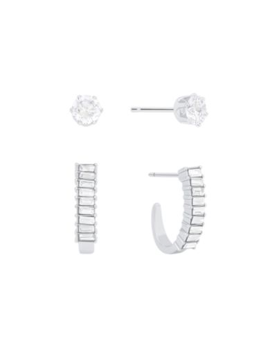 And Now This Crystal Duo Stud and Baguette Hoop Earring Set