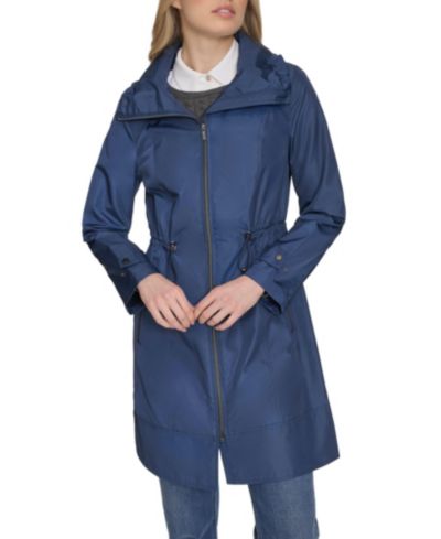 Cole Haan Signature Women's 36" Travel Packable Rain Jacket with Gold Trim