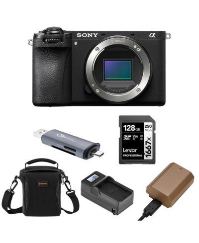 Sony Alpha a6700 Беззеркальная камера, комплект с сумкой, 128GB SD Card, картридером и доп. аккумулятором
