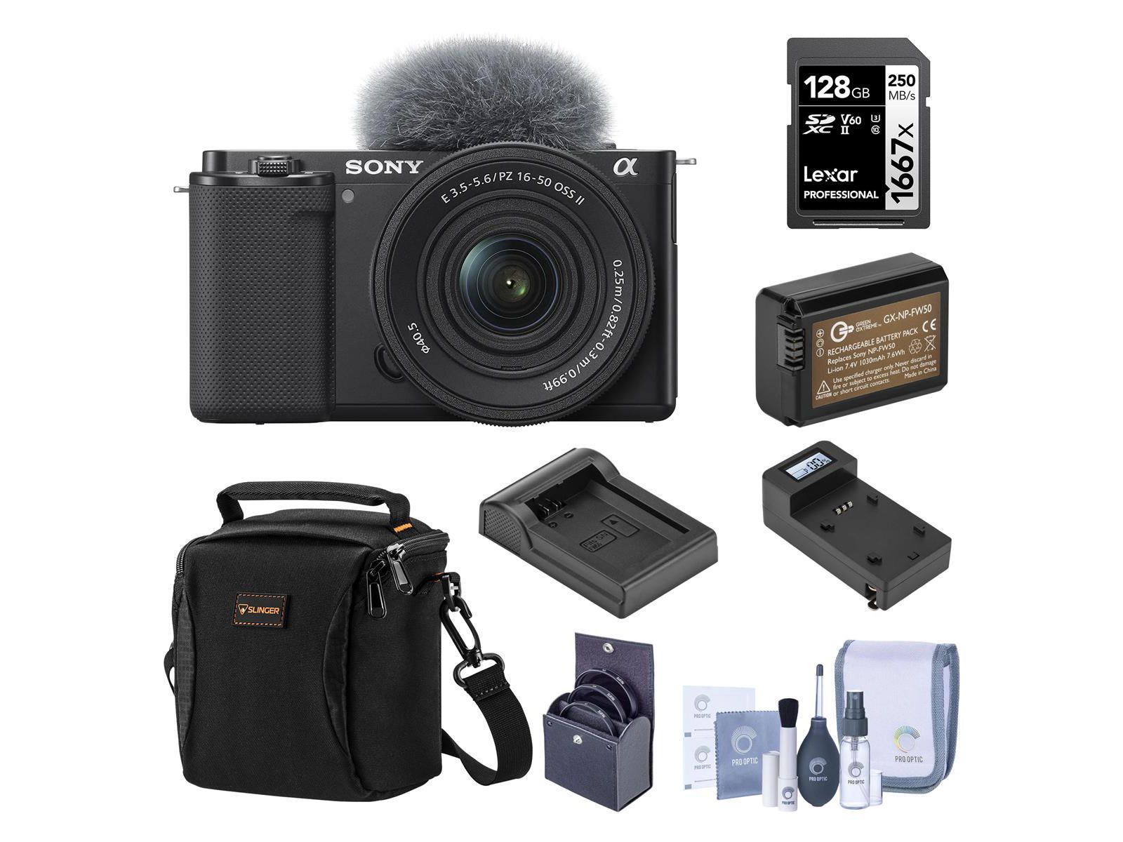 Sony ZV-E10 Mirrorless Camera w/16-50mm Lens,Black, Bundle w/Essentials Kit