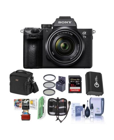 Беззеркальная цифровая камера Sony Alpha a7 III с объективом FE 28-70mm, комплект с сумкой через плечо, SD-картой 32GB, набором для чистки и картридером