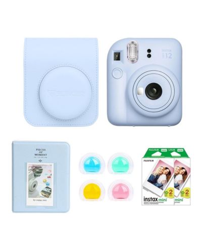 Fujifilm Instax Mini 12 Instant Camera, Blue, w/Accessory Kit and 2x Film