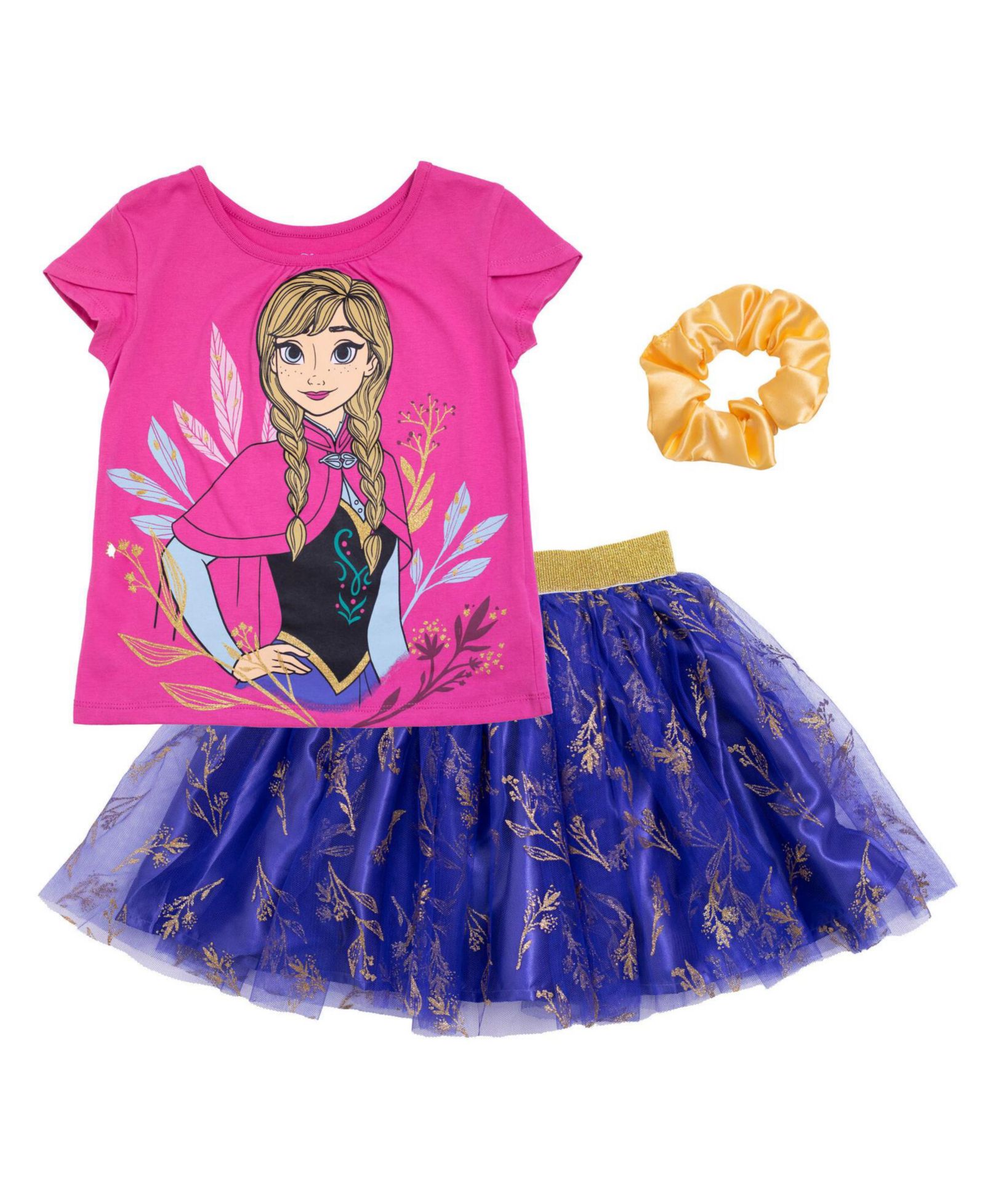 Frozen Girls Moana T-Shirt and Tutu Skirt Set with Scrunchie