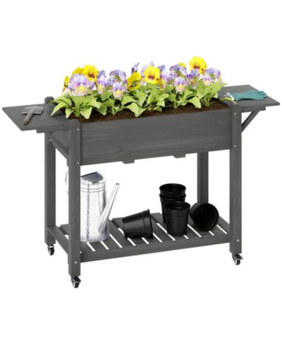 Outsunny Wooden Raised Garden Bed with Liner