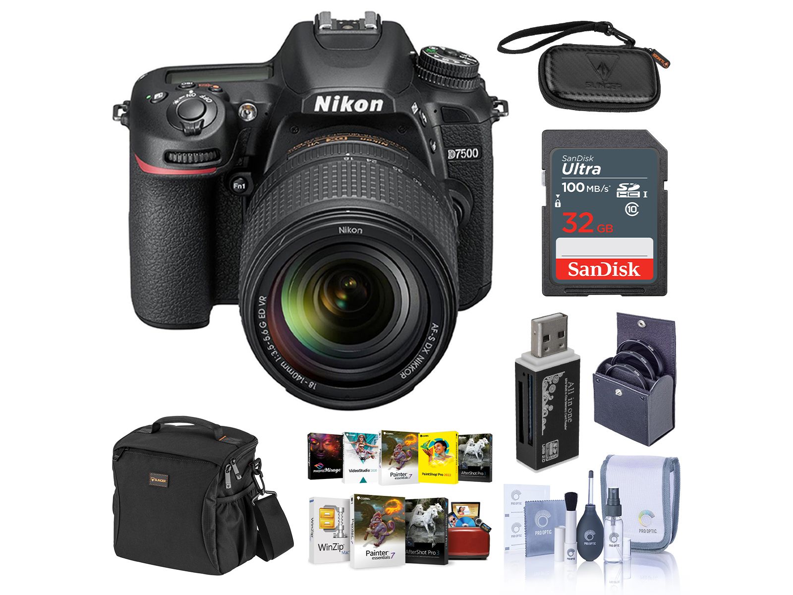Зеркальный фотоаппарат Nikon D7500 с объективом 18-140mm и аксессуарами