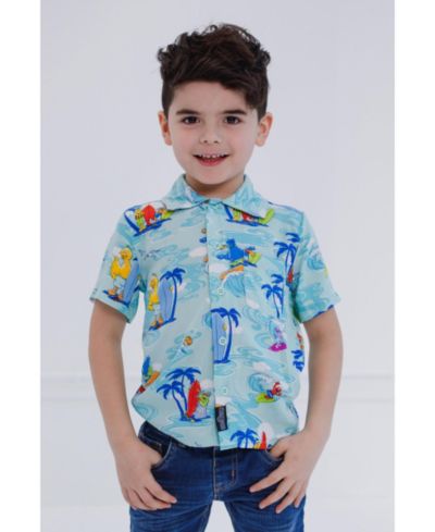 Детская рубашка Sesame Street Bird Cookie Monster Elmo Oscar the Grouch Matching Family Hawaiian Button Down