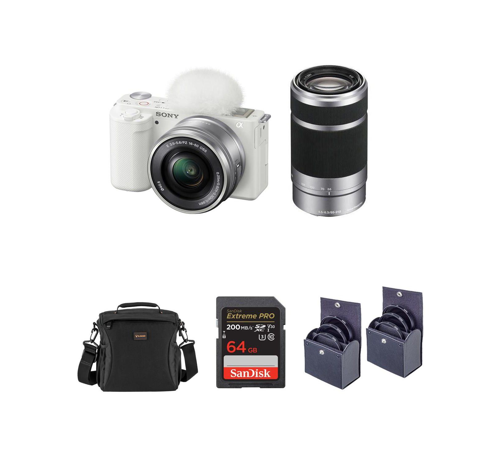 Sony ZV-E10 4K Mirrorless Vlog Camera Bundle with 16-50mm and 55-210mm Lenses