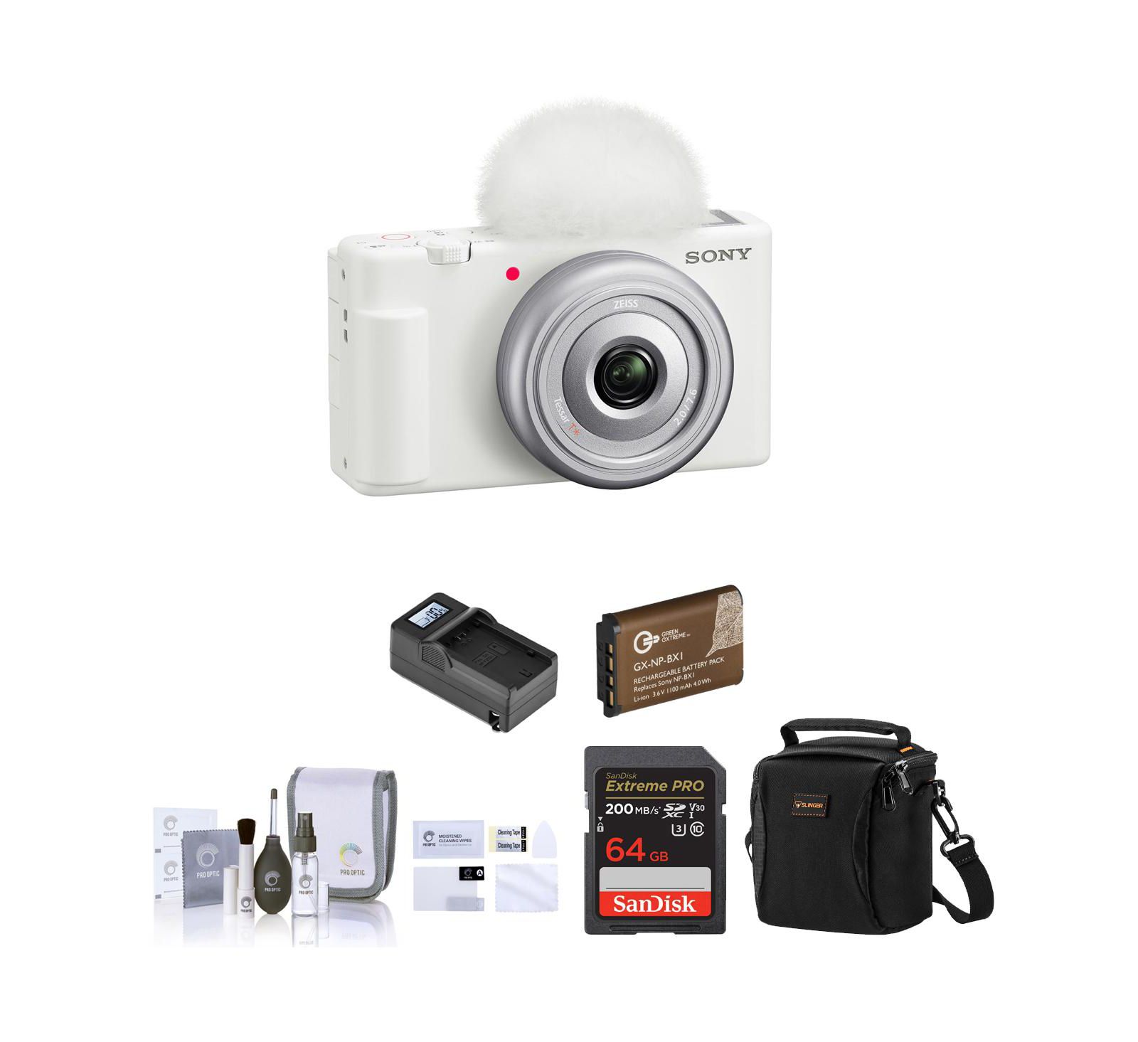 Sony ZV-1F Vlogging Camera, White комплект с 64GB SD Card и аксессуарами