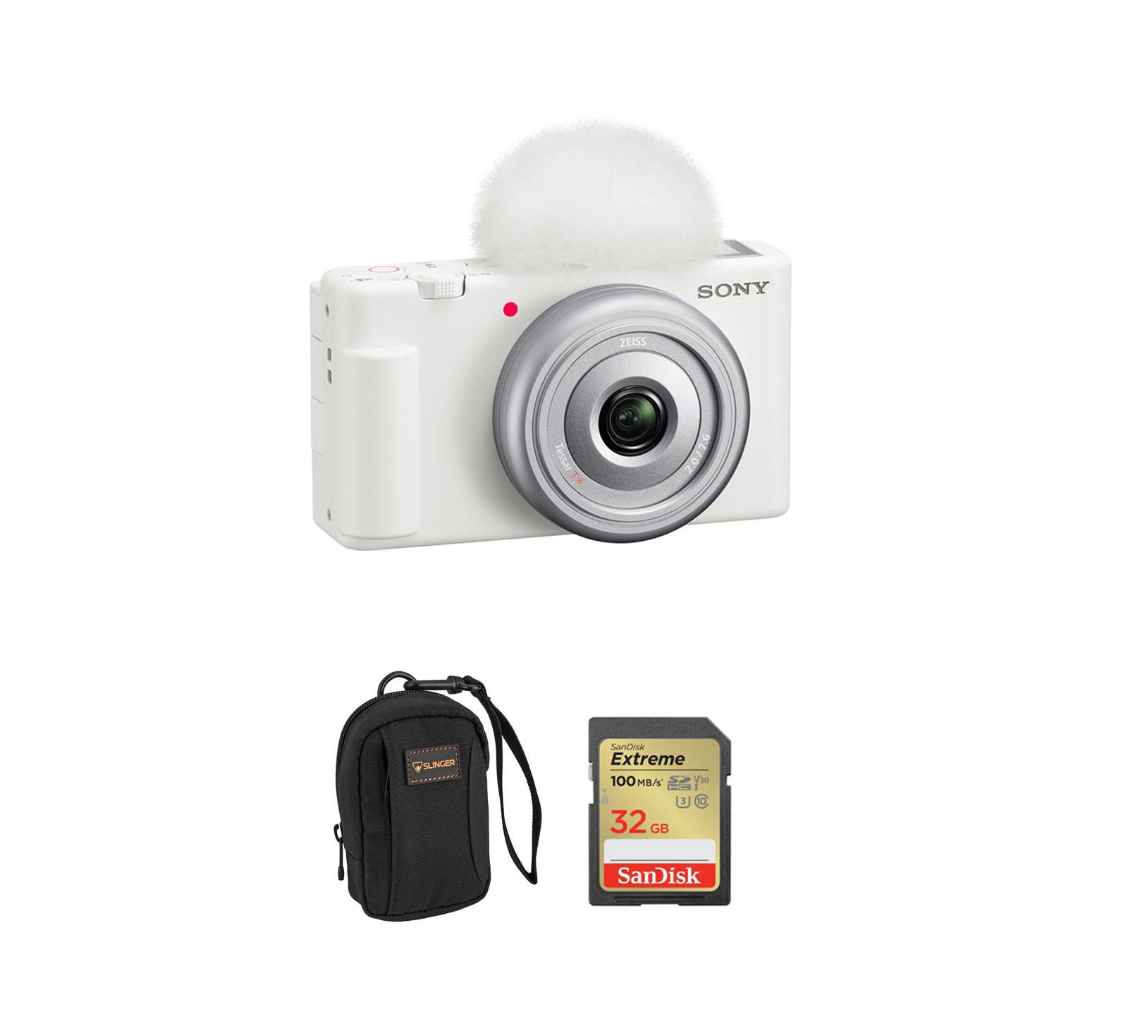 Камера для влогов Sony ZV-1F, белый комплект с SD Card 32GB и сумкой для камеры