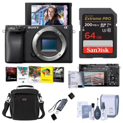Беззеркальная камера Sony Alpha a6400 (только корпус) с сумкой, SD-картой 32GB, набором для чистки, картридером и ПО
