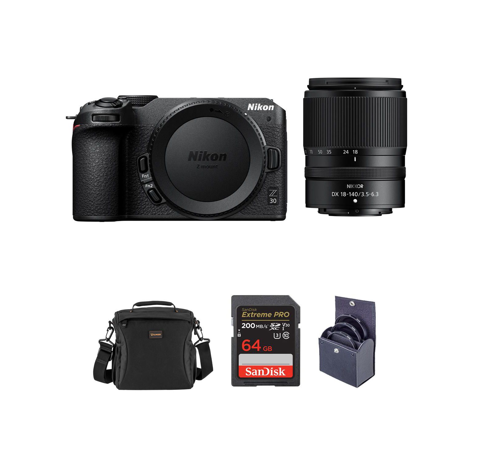 Зеркальная беззеркальная камера Nikon Z 30 DX-Format с объективом Nikon NIKKOR Z DX 18-140mm f/3.5-6.3 VR и комплектом аксессуаров