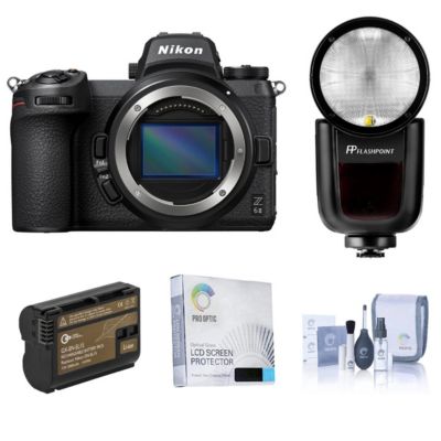 Nikon Z 6II зеркальная камера в комплекте с фотовспышкой Flashpoint Zoom Li-on X R2 TTL On-Camera Round Flash, запасным аккумулятором и аксессуарами