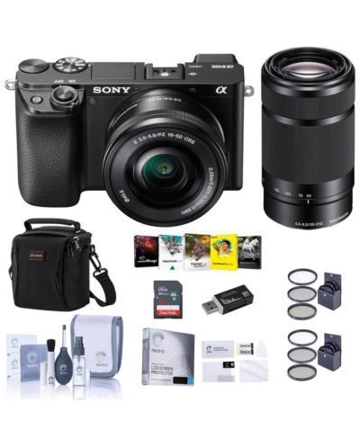 Sony Alpha a6100 беззеркальная камера с объективами 16-50mm и 55-210mm, комплект с аксессуарами