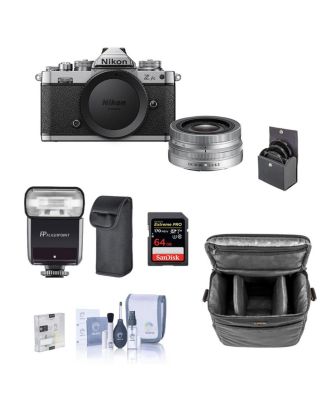 Беззеркальная камера Nikon Z fc формата DX с объективом 16-50 мм, комплект со вспышкой Flashpoint Zoom-Mini TTL R2, картой памяти SD 64 ГБ, сумкой, защитной пленкой для экрана и фильтром