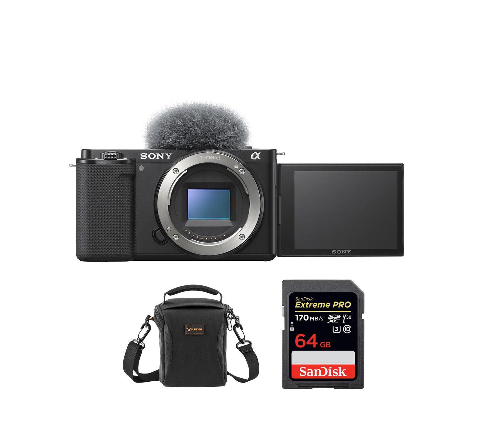 Sony ZV-E10 Mirrorless Camera, Black, Bundle with Included Value