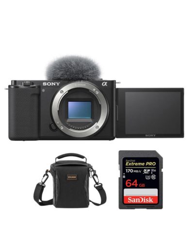 Sony ZV-E10 Mirrorless Camera, Black, Bundle with Included Value