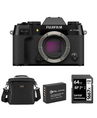 Беззеркальная камера Fujifilm X-T50 Black, Bundle with Li-Ion Battery, 64GB SDXC Memory Card and Shoulder Bag