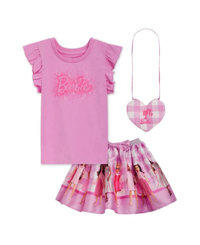 Barbie комплект из топа, атласной юбки и сумки через плечо для девочек