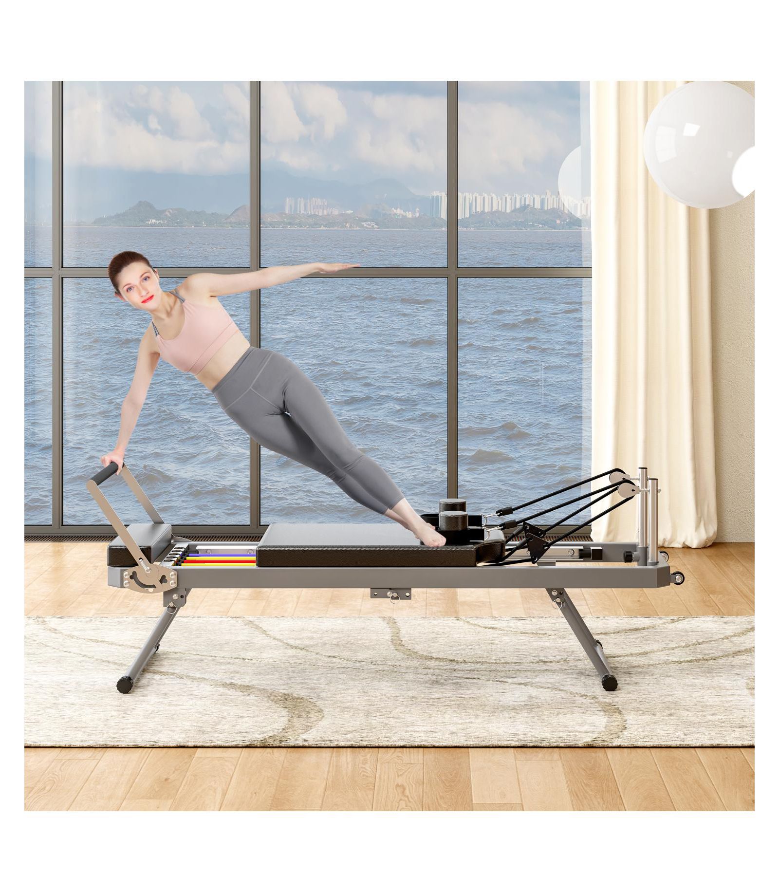 Streamdale Pilates core bed, foldable home high quality, yoga studio same commercial fitness equipment, black