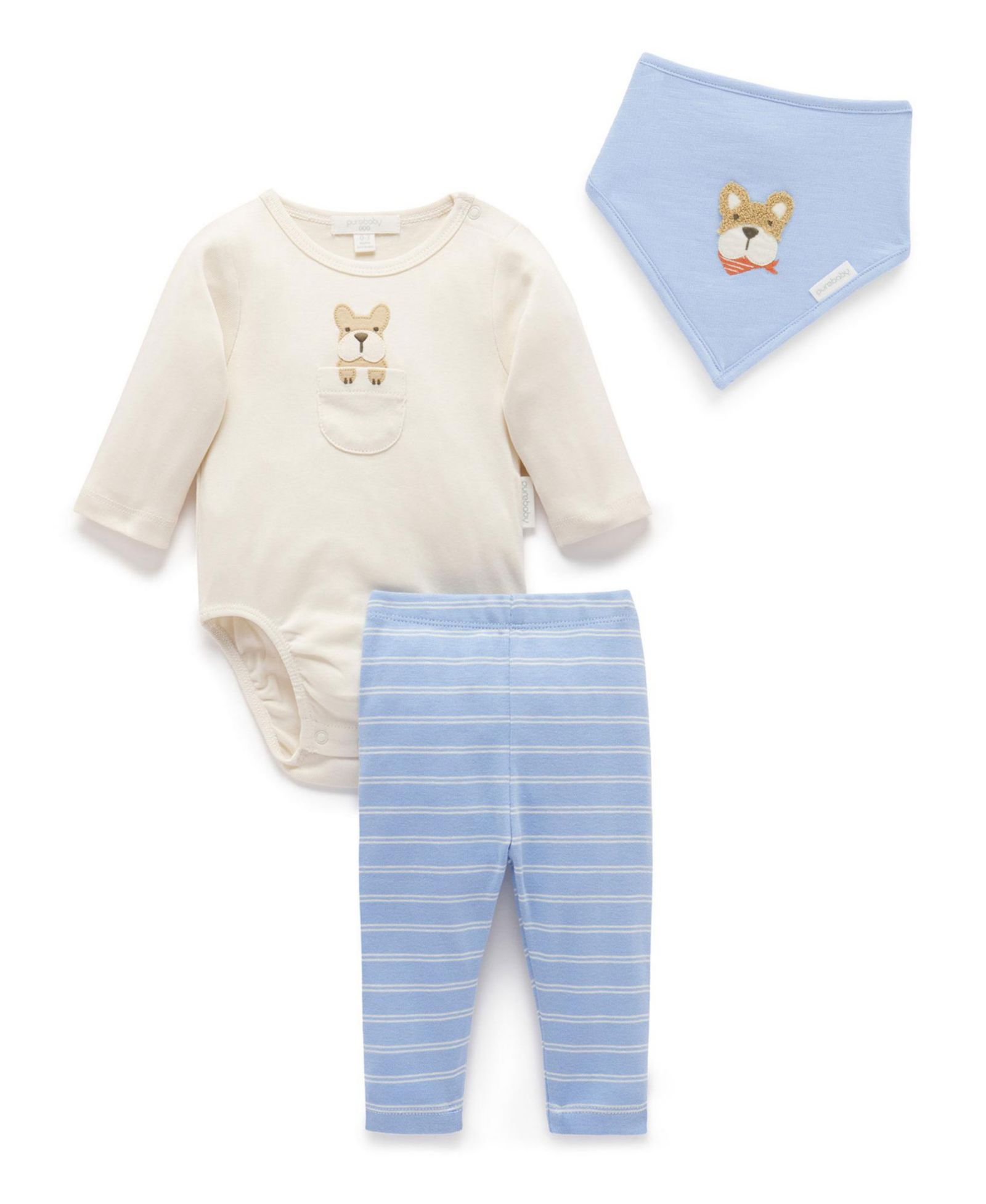 Набор Purebaby для новорожденных: боди, леггинсы и нагрудник (3 предмета)