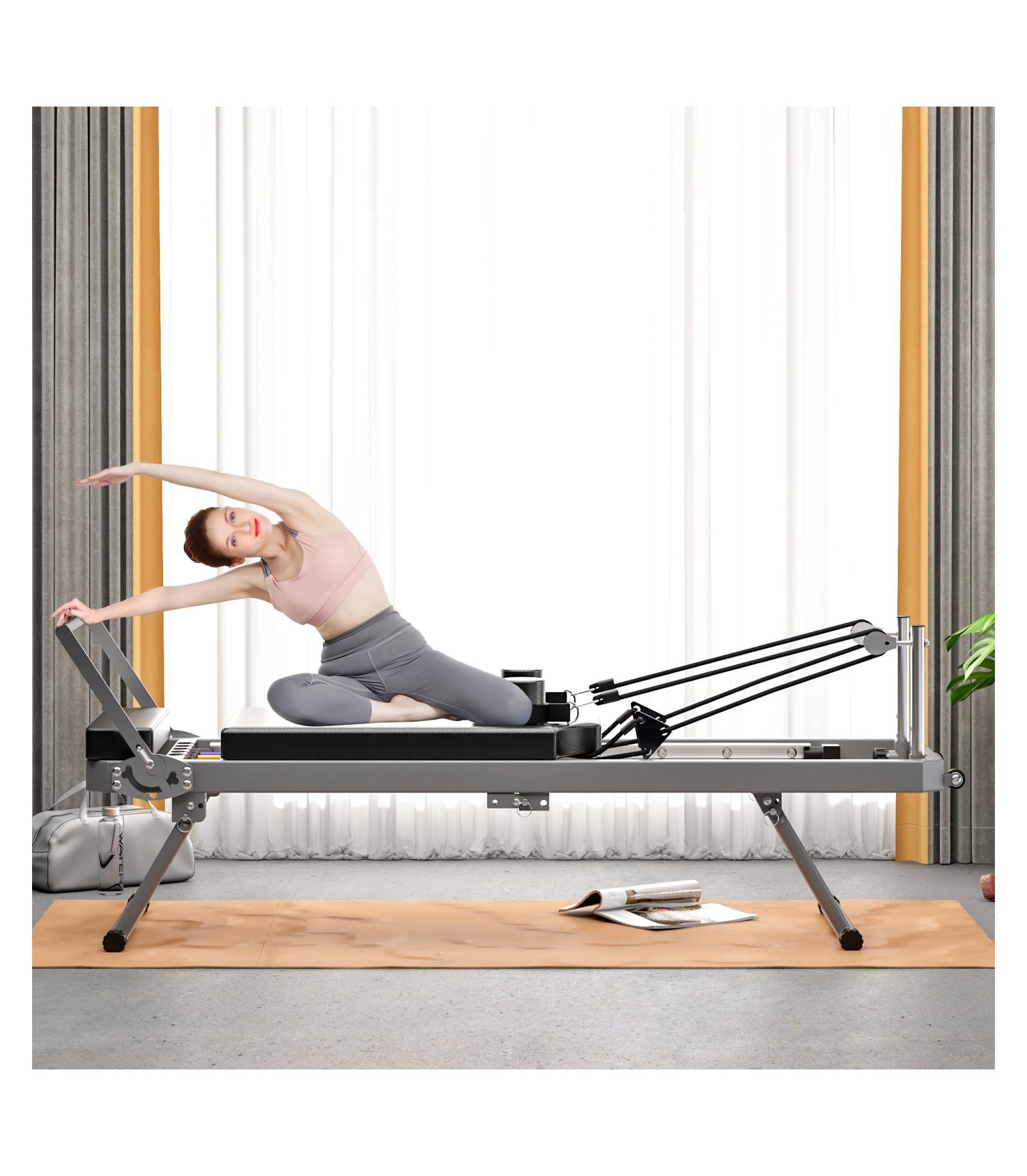 Streamdale Pilates core bed, foldable home high quality, yoga studio same commercial fitness equipment, black