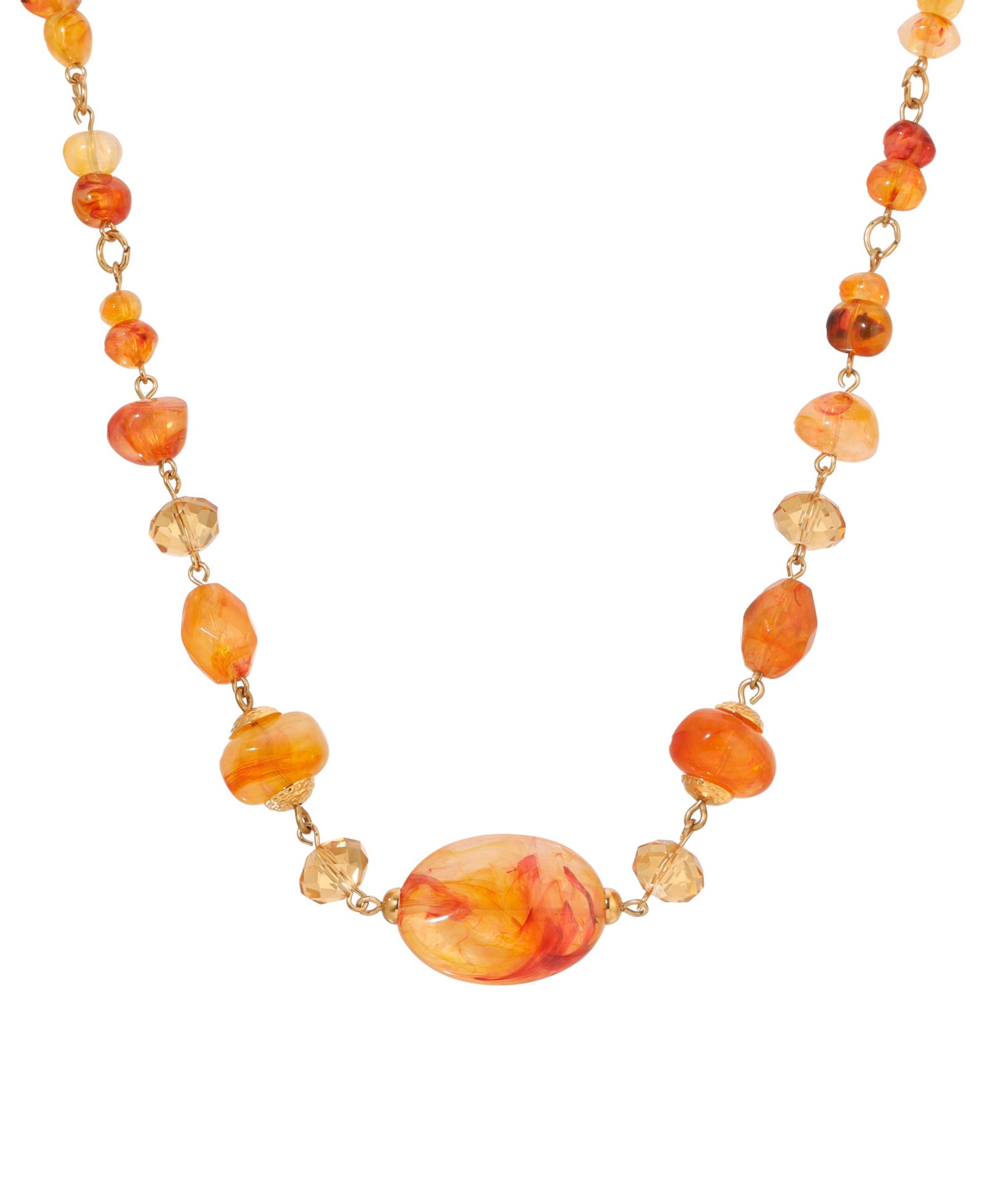 2028 Faux Amber Bead Necklace