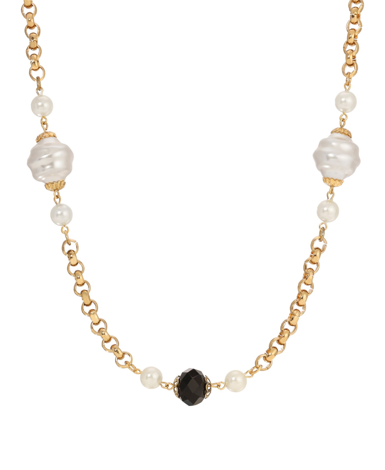 Ожерелье 2028 Faux Cultivated Pearl Jet Bead Strand