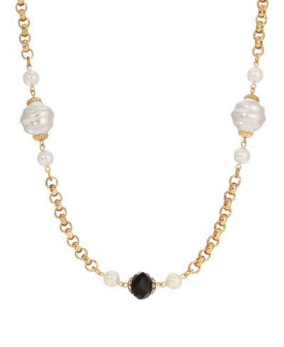 Ожерелье 2028 Faux Cultivated Pearl Jet Bead Strand