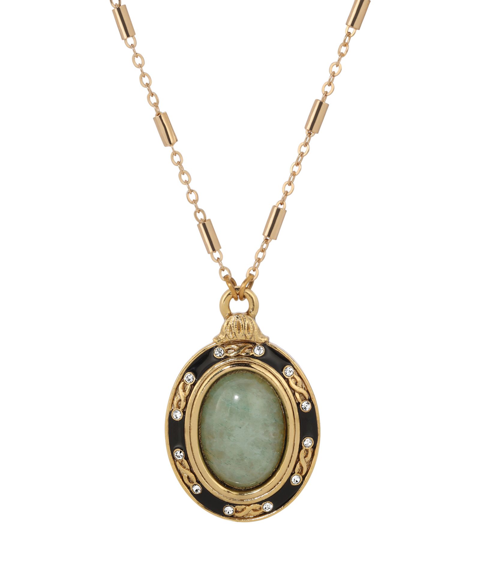 Ожерелье 2028 14K Gold Dipped Green Oval