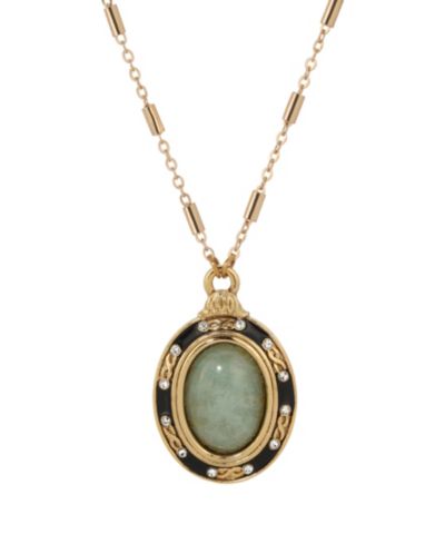 Ожерелье 2028 14K Gold Dipped Green Oval