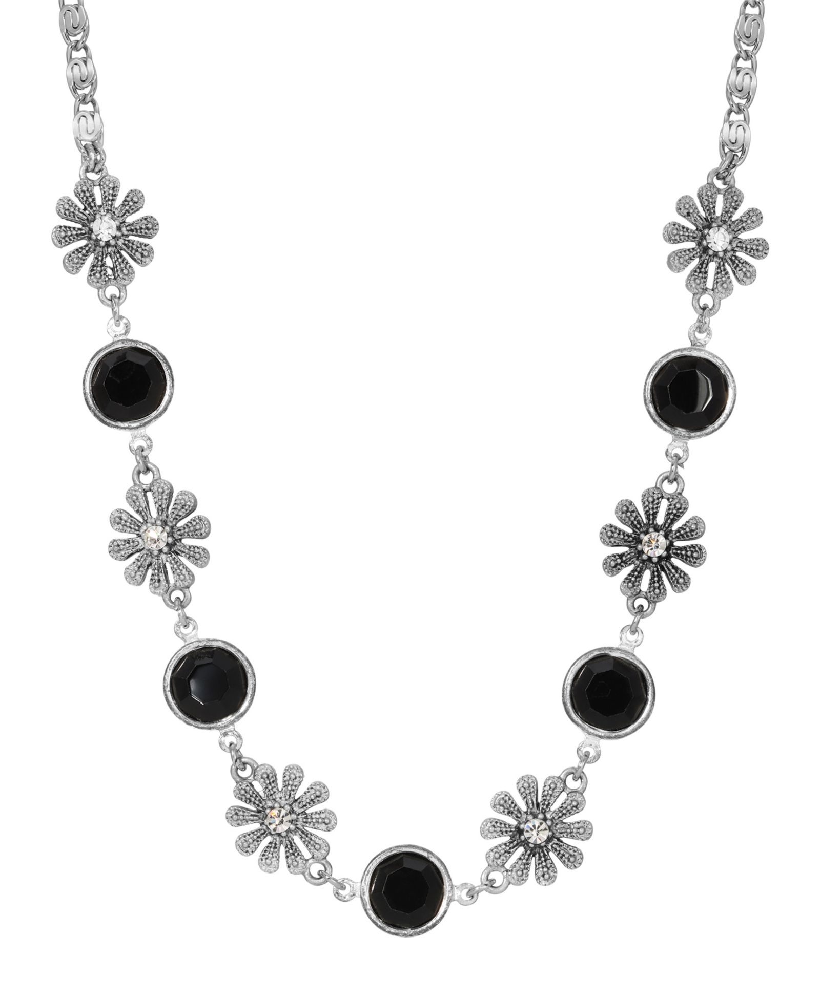 Ожерелье 2028 Black Crystal Flower Collar
