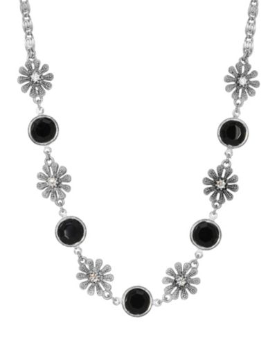 Ожерелье 2028 Black Crystal Flower Collar