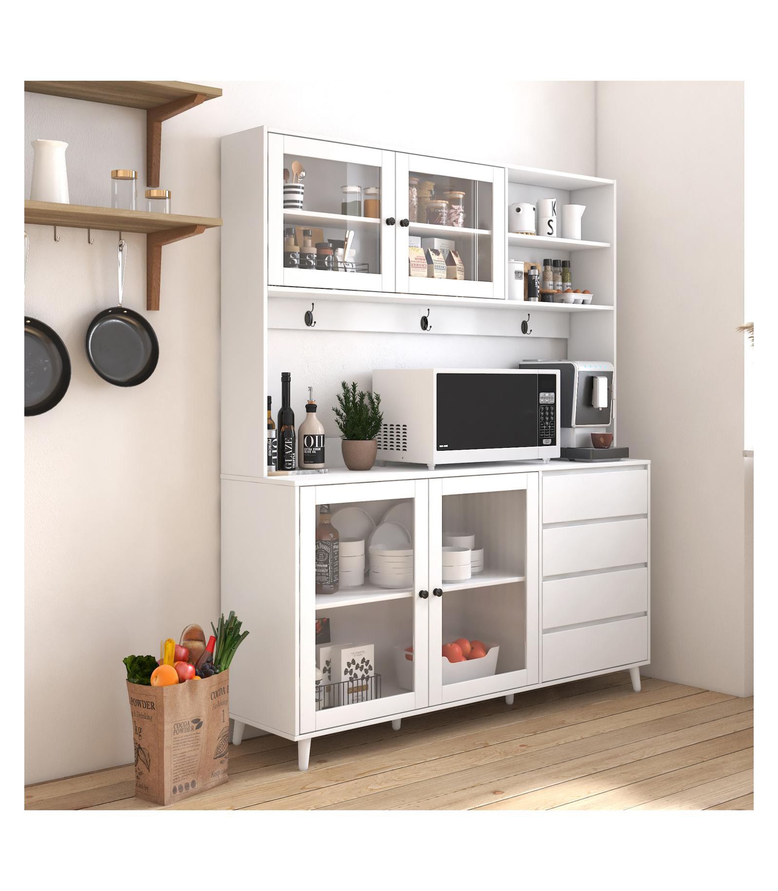 StreamdaleFurniture Large Microwave Shelf Kitchen Hutch Cabinet